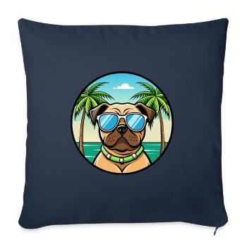 Mops Hund Rasse Cartoon Sonnenbrille Strand - Sofakissenbezug 45 x 45 cm - Navy - Vorne