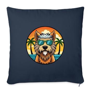 Briard Dog Breed Cartoon Sunglasses Beach - Sofa pillowcase 17,3'' x 17,3'' (45 x 45 cm) - navy - Front