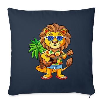 Funny Lion Summer Beach Sunglasses Hawaiian - Sofa pillowcase 17,3'' x 17,3'' (45 x 45 cm) - navy - Front