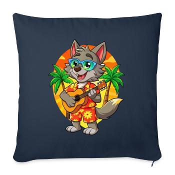 Lustige Wolf Cartoon Sommer Strand Sonnenbrille Gitarre - Sofakissenbezug 45 x 45 cm - Navy - Vorne