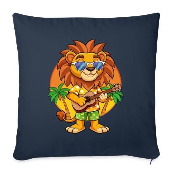 Funny Lion Cartoon Summer Beach Sunglasses Guitar - Sofa pillowcase 17,3'' x 17,3'' (45 x 45 cm) - navy - Front
