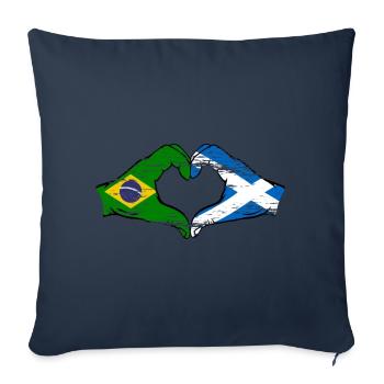 Brésil Ecosse drapeau mains forme de coeur utilisé - Housse de coussin décorative 45 x 45 cm - bleu marine - Devant