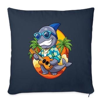 Lunettes de soleil de plage d’été de phoque drôle hawaïen - Housse de coussin décorative 45 x 45 cm - bleu marine - Devant
