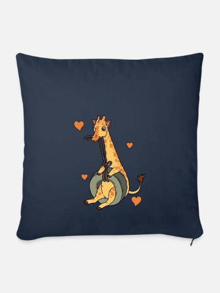 Süße Giraffe - Schaukelnde Giraffe Herz - Sofakissenbezug 45 x 45 cm - Navy
