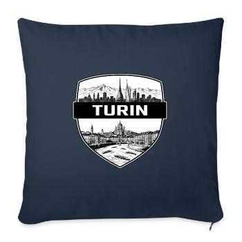 Turin, Italien Schildwappen Maulwurf Antonelliana Geschenk - Sofakissenbezug 45 x 45 cm - Navy - Vorne