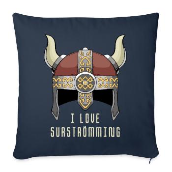 I Love Surströmming Wikinger Helm Schweden Hering - Sofakissenbezug 45 x 45 cm - Navy - Vorne