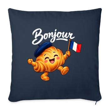 Cute French Croissant Bonjour Paris - Sofakissenbezug 45 x 45 cm - Navy - Vorne