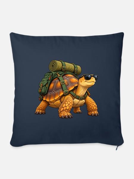 Wandernde Schildkröte - Sofakissenbezug 45 x 45 cm - Navy