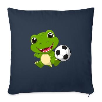 Kleiner Grüner Drache Spielt Fußball Kinder TShirt - Sofakissenbezug 45 x 45 cm - Navy - Vorne