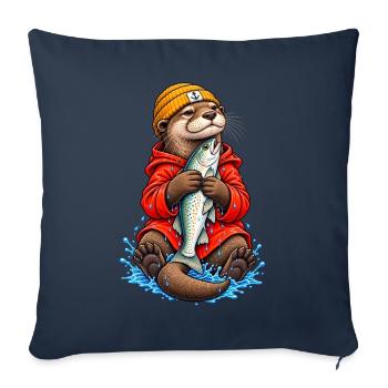 Otter Angler - Sofakissenbezug 45 x 45 cm - Navy - Vorne