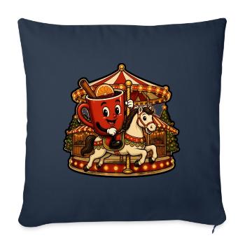 Glühwein Tasse Karussell Pferd Retro Comic T-Shirt - Sofakissenbezug 45 x 45 cm - Navy - Vorne