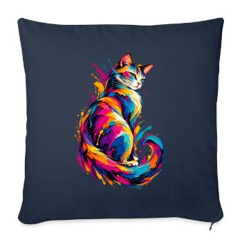 Chromatische Katze - Sofakissenbezug 45 x 45 cm - Navy - Vorne