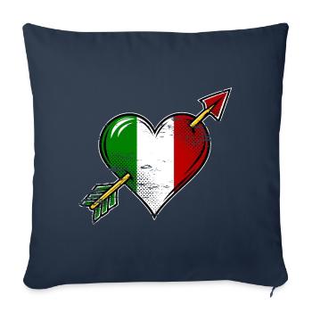 Italien Flagge Herz mit Pfeil used look - Sofakissenbezug 45 x 45 cm - Navy - Vorne