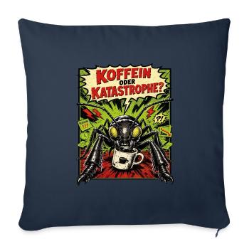 Koffein oder Katastrophe Horror-Ameise Retro Comic - Sofakissenbezug 45 x 45 cm - Navy - Vorne
