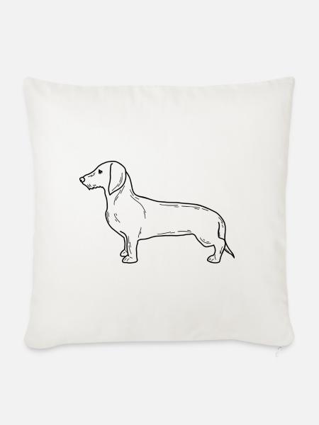 Dackel – Minimalistisches Hunde-Design - Sofakissenbezug 45 x 45 cm - Naturweiß