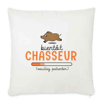 Bientôt Chasseur Body Bébé Cadeau Papa Chasse - Housse de coussin décorative 45 x 45 cm - blanc nature - Devant