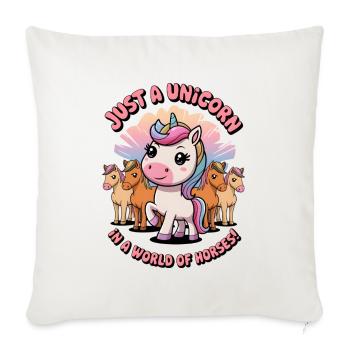 Juste une licorne dans un monde de chevaux ! - Housse de coussin décorative 45 x 45 cm - blanc nature - Devant