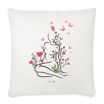 A fleurs de peau - Housse de coussin décorative 45 x 45 cm - blanc nature - Devant