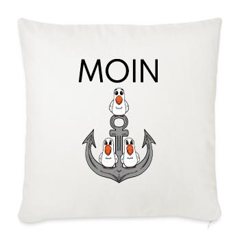 Anker Möwe Seemöwe Moin Nordsee - Sofakissenbezug 45 x 45 cm - Naturweiß  - Vorne
