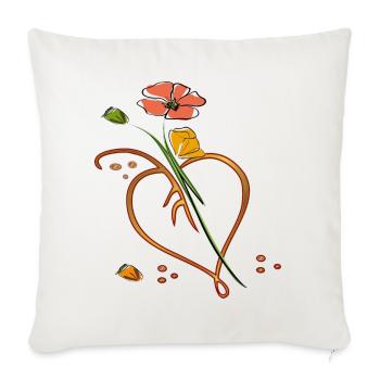 Flowers, flower with leaf in the shape of a heart - Sofa pillowcase 17,3'' x 17,3'' (45 x 45 cm) - natural white - Front