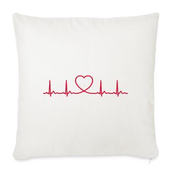 Ligne ECG du battement cardiaque Vecteur d’ondes d’impulsion médicale - Housse de coussin décorative 45 x 45 cm - blanc nature - Devant