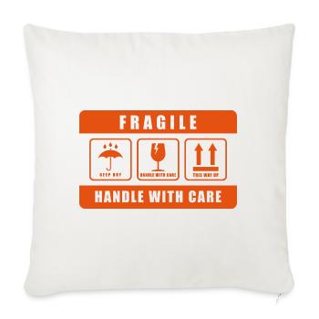 Fragile Handle With Care Shipping Label Sign - Sofa pillowcase 17,3'' x 17,3'' (45 x 45 cm) - natural white - Front