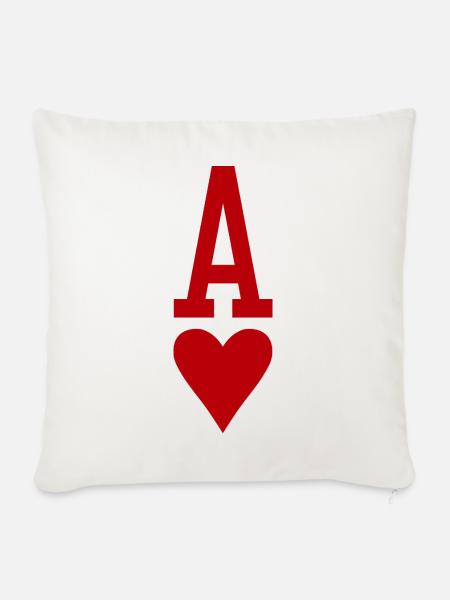 Poker Spielkarte Herz As - Sofakissenbezug 45 x 45 cm - Naturweiß 