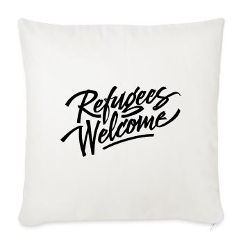 Refugees Welcome Logo - Sofakissenbezug 45 x 45 cm - Naturweiß  - Vorne