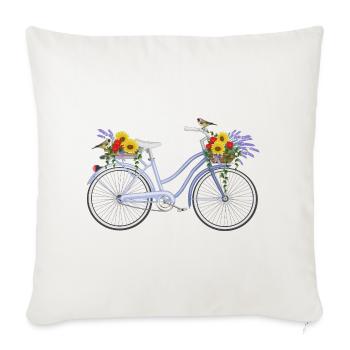Fahrrad mit Lavendel - Sofakissenbezug 45 x 45 cm - Naturweiß  - Vorne