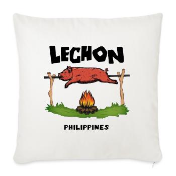 Lechon Philippines Cochon de lait Cebu Manille Cadeau - Housse de coussin décorative 45 x 45 cm - blanc nature - Devant