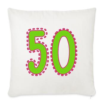 50. 50 YEARS. 50th ANNIVERSARY. 50 YEARS ANNIVERSARY. - Sofa pillowcase 17,3'' x 17,3'' (45 x 45 cm) - natural white - Front