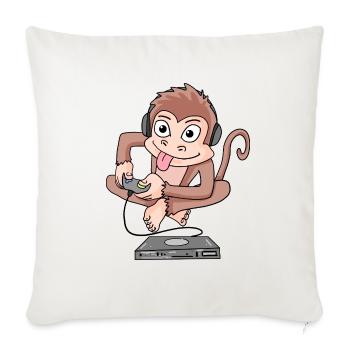 Monkey joue à des jeux vidéo - Housse de coussin décorative 45 x 45 cm - blanc nature - Devant