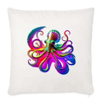Pieuvre Néon psychédélique - Housse de coussin décorative 45 x 45 cm - blanc nature - Devant
