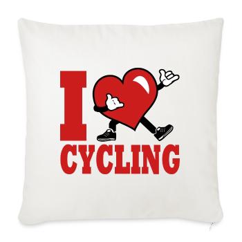 Ich liebe Radfahren, Radfahren, Radfahren, Radfahren - Sofakissenbezug 45 x 45 cm - Naturweiß  - Vorne