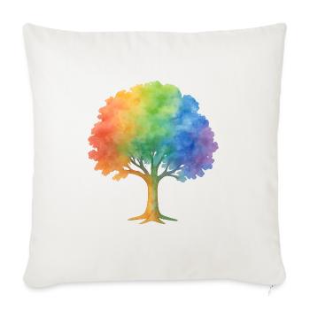 Rainbow Tree – Bunter Aquarell-Baum voller Leben u - Sofakissenbezug 45 x 45 cm - Naturweiß  - Vorne