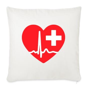 Herzschlag-EKG-Linie Medizinischer Pulswellen-Ikon-Vektor - Sofakissenbezug 45 x 45 cm - Naturweiß  - Vorne