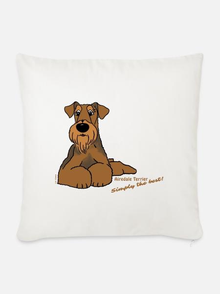 Airedale Terrier liegend - Sofakissenbezug 45 x 45 cm - Naturweiß