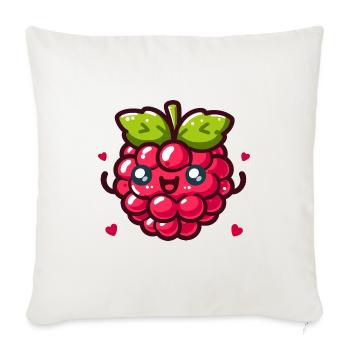 Liebe Himbeere - Sofakissenbezug 45 x 45 cm - Naturweiß  - Vorne