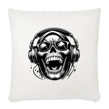 DJ Laughing Skull Headphones - Sofa pillowcase 17,3'' x 17,3'' (45 x 45 cm) - natural white - Front