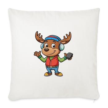 orignal drôle personnage de dessin animé musique de casque - Housse de coussin décorative 45 x 45 cm - blanc nature - Devant