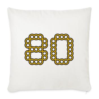 80. 80 ANS. 80e ANNIVERSAIRE. ANNIVERSAIRE 80 ANS. - Housse de coussin décorative 45 x 45 cm - blanc nature - Devant
