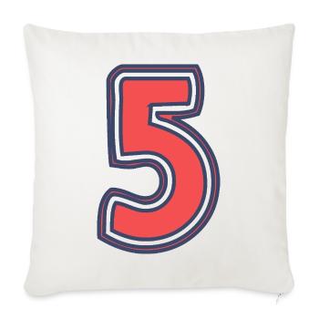 5. 5 ANS. 5e ANNIVERSAIRE. ANNIVERSAIRE 5 ANS - Housse de coussin décorative 45 x 45 cm - blanc nature - Devant