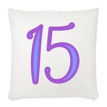 15. 15 ANS. 15e ANNIVERSAIRE. ANNIVERSAIRE 15 ANS. - Housse de coussin décorative 45 x 45 cm - blanc nature - Devant