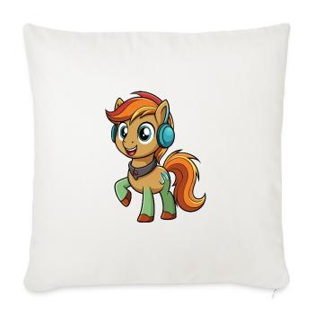 Pony Lustige Zeichentrickfigur Kopfhörer Musik - Sofakissenbezug 45 x 45 cm - Naturweiß  - Vorne