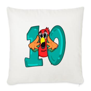 10 anniversaire - oiseau perroquet avec le numéro 10 - Housse de coussin décorative 45 x 45 cm - blanc nature - Devant