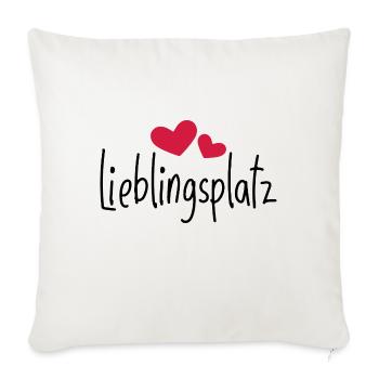 Lieblingsplatz Kissen mit Herz - Sofakissenbezug 45 x 45 cm - Naturweiß  - Vorne