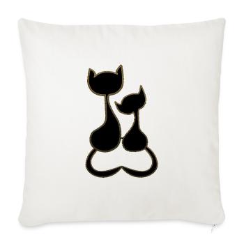 verliebte Katzen  - Sofakissenbezug 45 x 45 cm - Naturweiß  - Vorne