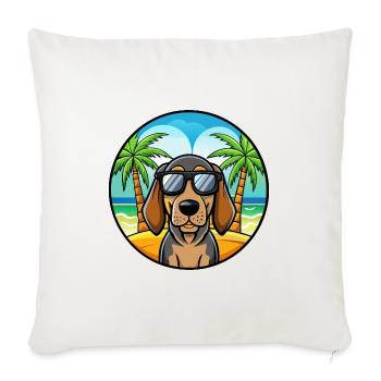 Black And Tan Coonhound Dog Breed Cartoon Beach - Sofa pillowcase 17,3'' x 17,3'' (45 x 45 cm) - natural white - Front