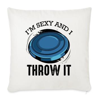 Disque de golf disant cadeau drôle de frisbee de jeu de mots - Housse de coussin décorative 45 x 45 cm - blanc nature - Devant