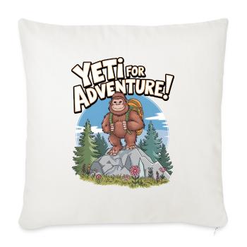 Yeti für Abenteuer - Sofakissenbezug 45 x 45 cm - Naturweiß  - Vorne